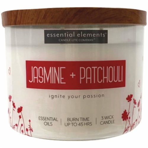 Essential Elements® Jasmine + Patchouli Candle Perspective: front