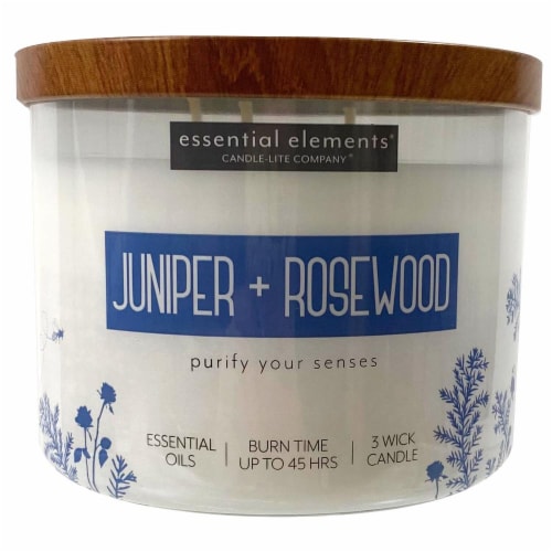 Candle-lite® Essential Elements® Juniper & Rosewood Glass Jar Candle Perspective: front