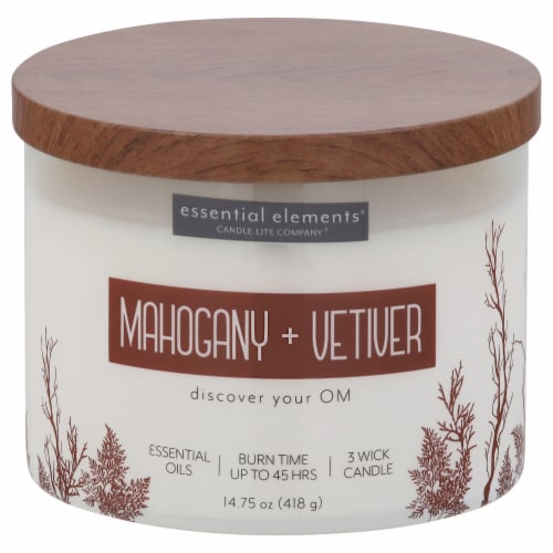 Essential Elements® Mahogany + Vetiver Candle Perspective: front