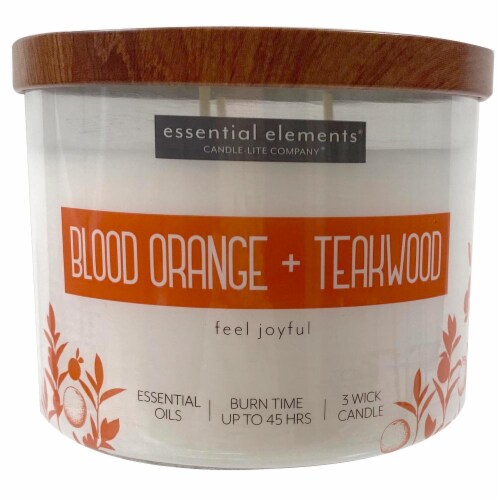 Candle-lite® Essential Elements® Blood Orange & Teakwood Glass Jar Candle Perspective: front