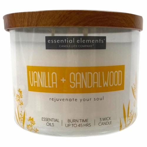 Essential Elements® Vanilla + Sandalwood Candle Perspective: front