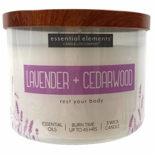 Essential Elements® Lavender + Cedarwood Candle Perspective: front