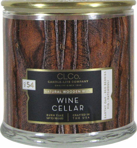 Candle-lite CLCo™ Wine Cellar Natural Wooden Wick Glass Jar Candle - White Perspective: front