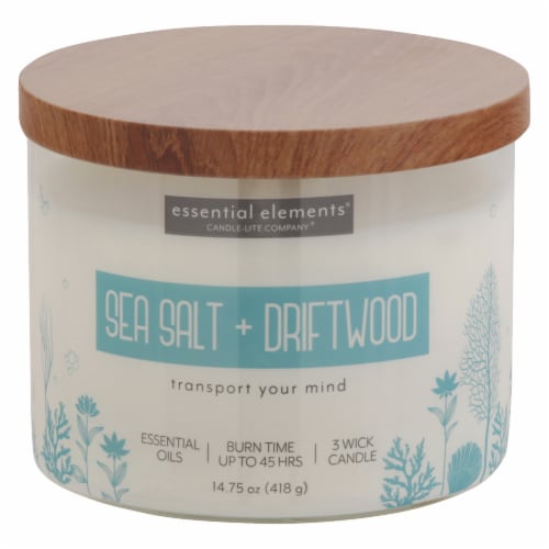 Candle-lite® Essential Elements® Sea Salt & Driftwood Jar Candle Perspective: front