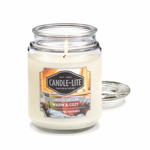 Candle-lite Limited Edition Warm & Cozy Jar Candle - White Perspective: front
