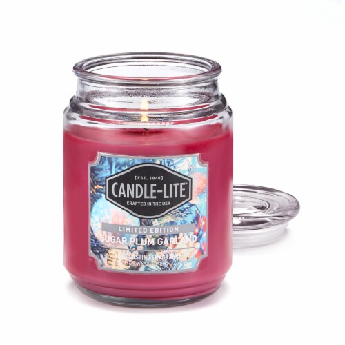 Candle-lite Limited Edition Sugar Plum Garland Jar Candle - Pink Perspective: front