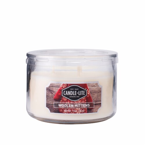 Candle-lite 3 Wick Woolen Mittens Scented Candle Perspective: front