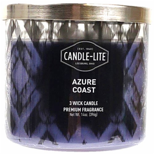 Candle-lite Azure Coast Scent 3-Wick Candle - Purple Perspective: front