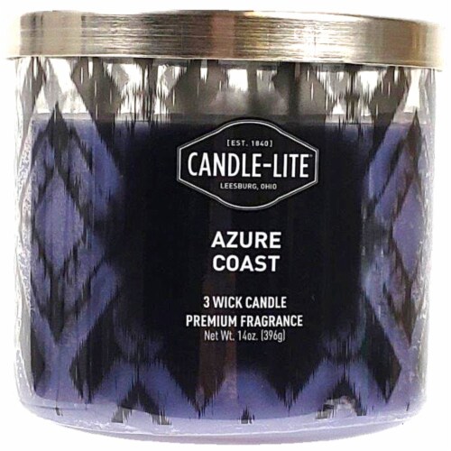 Candle-lite Azure Coast Scent 3-Wick Candle - Purple Perspective: front