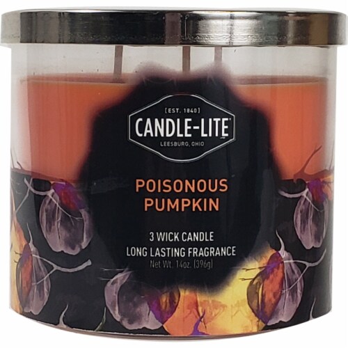Candle-lite Poisonous Pumpkin 3 Wick Candle - Orange Perspective: front