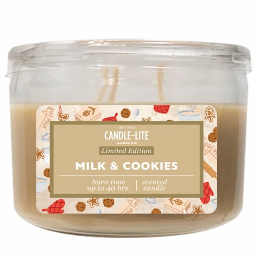 Candle-lite Milk & Cookies 3-Wick Scented Jar Candle - Tan Perspective: front