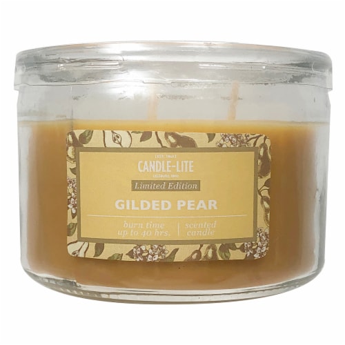 Candle-lite Gilded Pear Jar Candle - Yellow Perspective: front