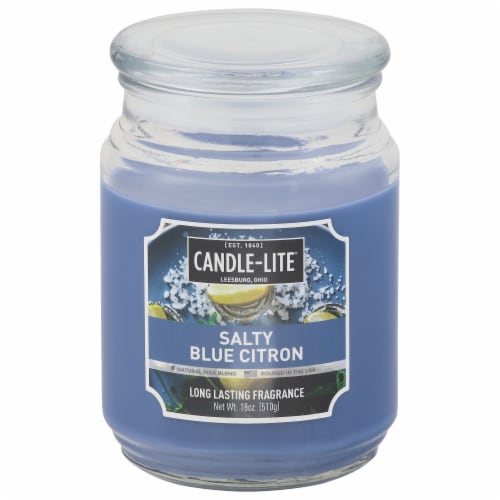 Candle-lite® Salty Blue Citron Candle Perspective: front