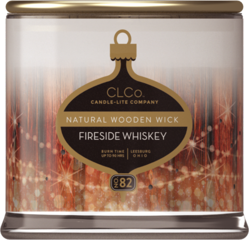 Candle-Lite™ Fireside Whiskey Natural Wooden Wick Candle Perspective: front