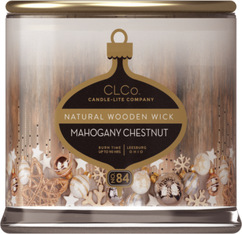 Candle-Lite™ Mahogany Chestnut Natural Wooden Wick Candle Perspective: front
