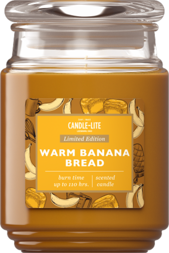 Candle-lite Limited Edition Warm Banana Bread Jar Candle Perspective: front