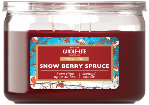 Candle-lite Snow Berry Spruce 3-Wick Candle Perspective: front