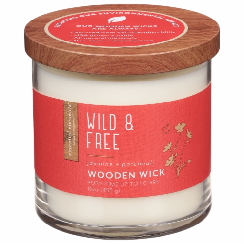 Candle-lite® Essential Elements® Wooden Wick Wild & Free Jar Candle Perspective: front