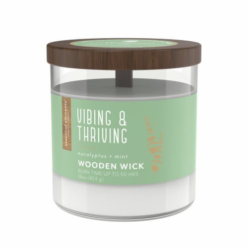 Candle-lite® Essential Elements® Wooden Wick Vibing & Thriving Jar Candle Perspective: front