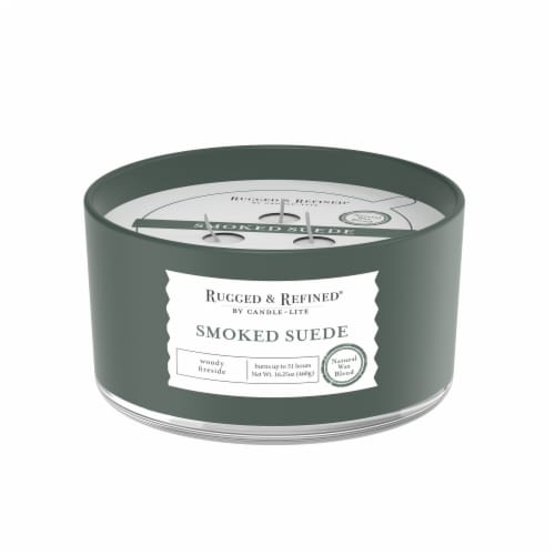 Candle-Lite Rugged & Refined® Smoked Suede Natural Wax Blend Jar Candle Perspective: front