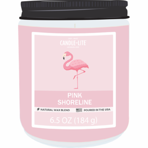 Candle-lite Jar with Screw Top Lid Pink Shoreline Perspective: front