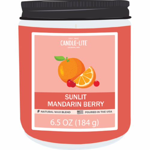 Candle-lite Jar with Screw Top Lid Sunlit Mandarin Berry Perspective: front