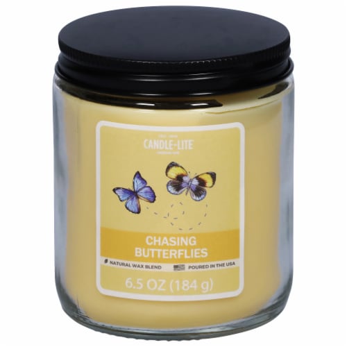 Candle-Lite® Chasing Butterflies Jar Candle Perspective: front
