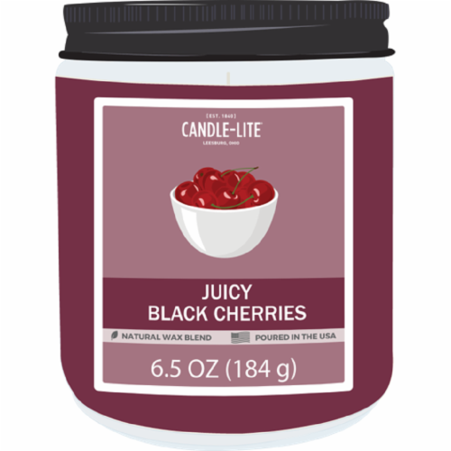 Candle-lite Jar with Screw Top Lid Juicy Black Cherries Perspective: front