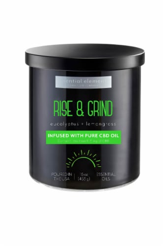 Candle-lite Rise & Grind Eucalyptus & Lemongrass CBD Candle Perspective: front