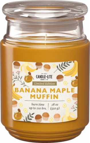 Candle-Lite 18 oz Banana Maple Muffin Candle Perspective: front