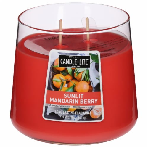 Candle-lite 2 Wick Tapered Jar Candle - Sunlit Mandarin Berry Perspective: front