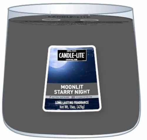 Candle-lite® Moonlit Starry Night 2 Wick Tapered Jar Candle Perspective: front
