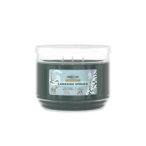 Candle-lite Lakeside Spruce Jar Candle Perspective: front