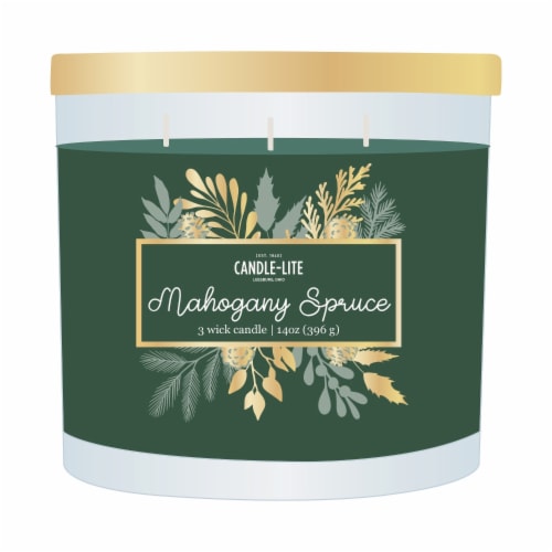 Candle-Lite Mahogany Spruce Jar Candle Perspective: front