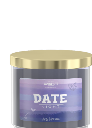 Candle-Lite Valentine's Day Metal Date Night Candle Perspective: front