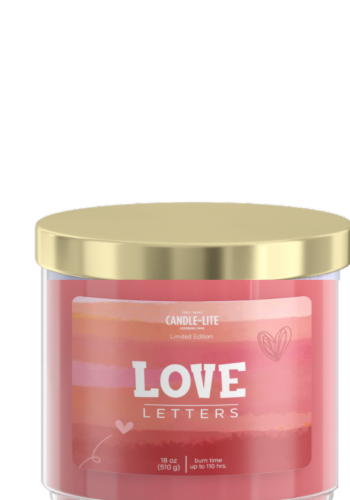 Candle-Lite Valentine's Day Metal Love Letters Candle Perspective: front