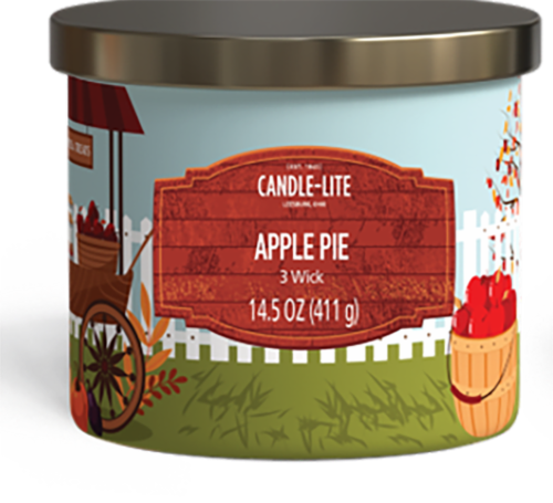 Candle-Lite Apple Pie 3 Wick Candle Perspective: front