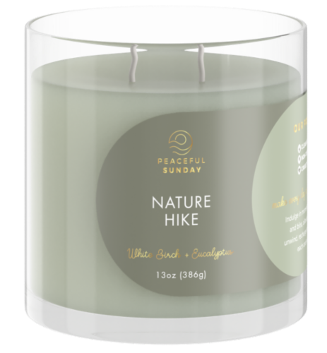 Candle-lite Peaceful Sunday 2 Wick Jar Candle - Nature Hike Perspective: front