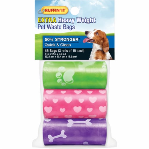 Ruffin' it 9.5 In. W. x 13.5 In. H. Multi-Color Pet Waste Bag (45-Pack) 19347 Perspective: front
