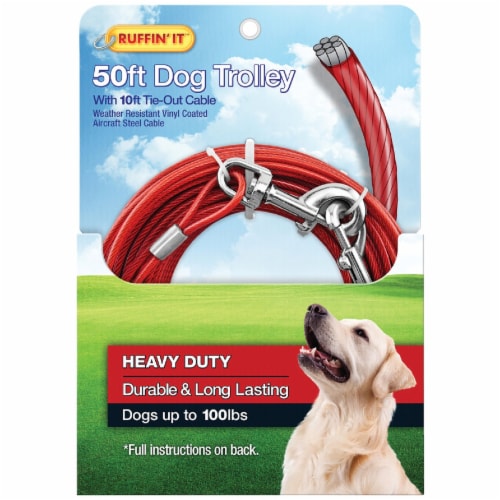 Westminster Pet Ruffin it 50 Ft. Red Steel Dog Cable Trolley 29450 1 Smith s Food and Drug