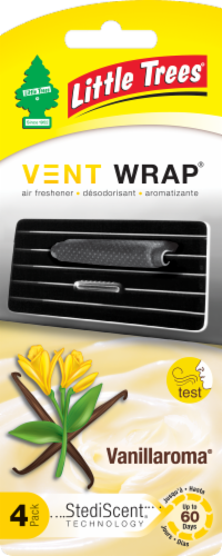Littlel Trees Vanillaroma Scent Car Air Freshener Vent Wrap - 4 Pack - Black Perspective: front