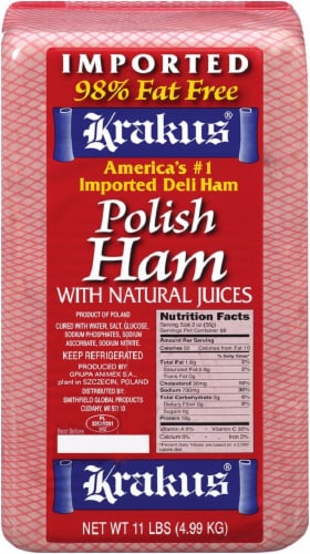 Krakus Polish Ham with Natural Juices Fresh Sliced Deli Meat Perspective: front