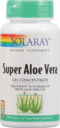 Solaray Super Aloe Vera Gel Concentrate Capsules Perspective: front