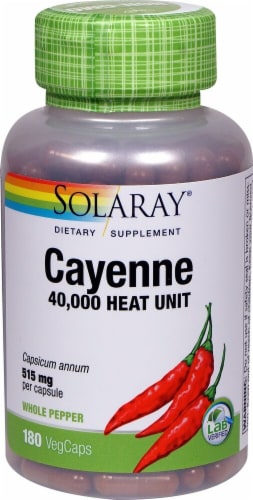 Solaray Cayenne Vegetarian Capsules 515mg Perspective: front