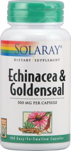 Solaray Echinacea and Goldenseal Capsules Perspective: front
