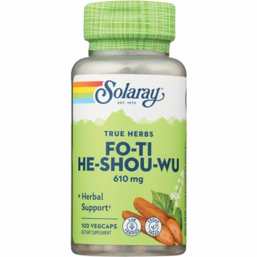 Solaray Fo-Ti Ho-Shou-Wu 610 mg 100 Veg Caps Perspective: front