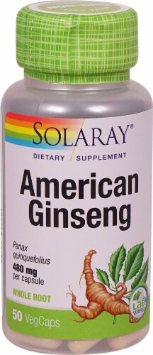 Solaray American Ginseng Vegetarian Capsules 480mg Perspective: front