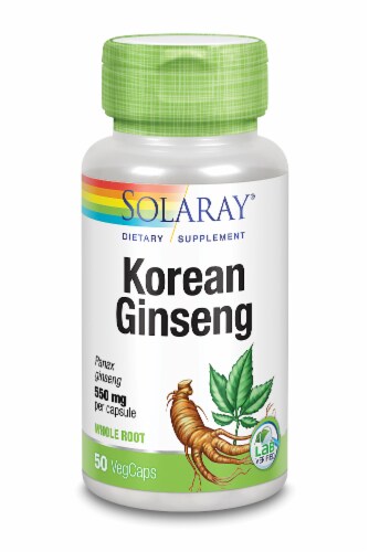 Solaray Korean Ginseng Root 550mg Vegetarian Capsules Perspective: front