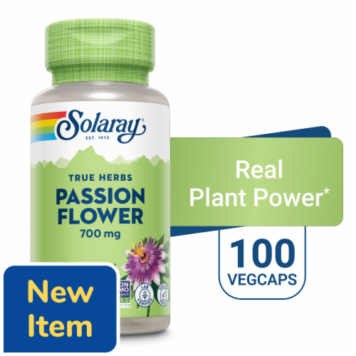 Solaray True Herbs Passion Flower 700 mg 100 Veg Caps Perspective: front
