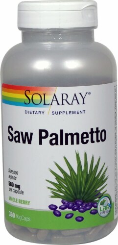Solaray Saw Palmetto Whole Berry Vegetarian Capsules 580mg Perspective: front